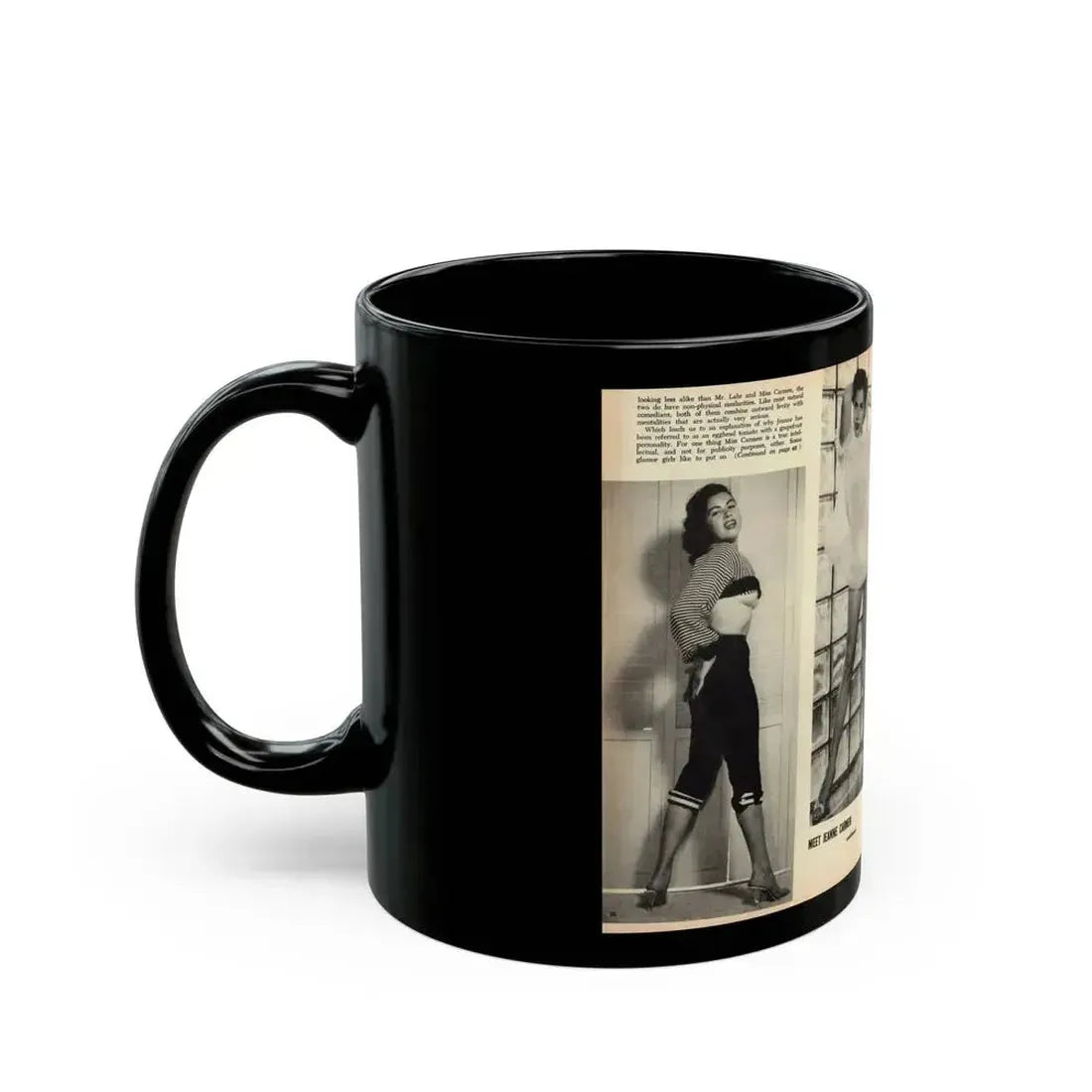 Jeanne Carmen #163 - Pages 20 & 21 Pages 3 & 4 of 4 with, 2 B&W Photos from Mr. Mag. Aug. '59 (Vintage Female Icon) Black Coffee Mug - Go Mug Yourself