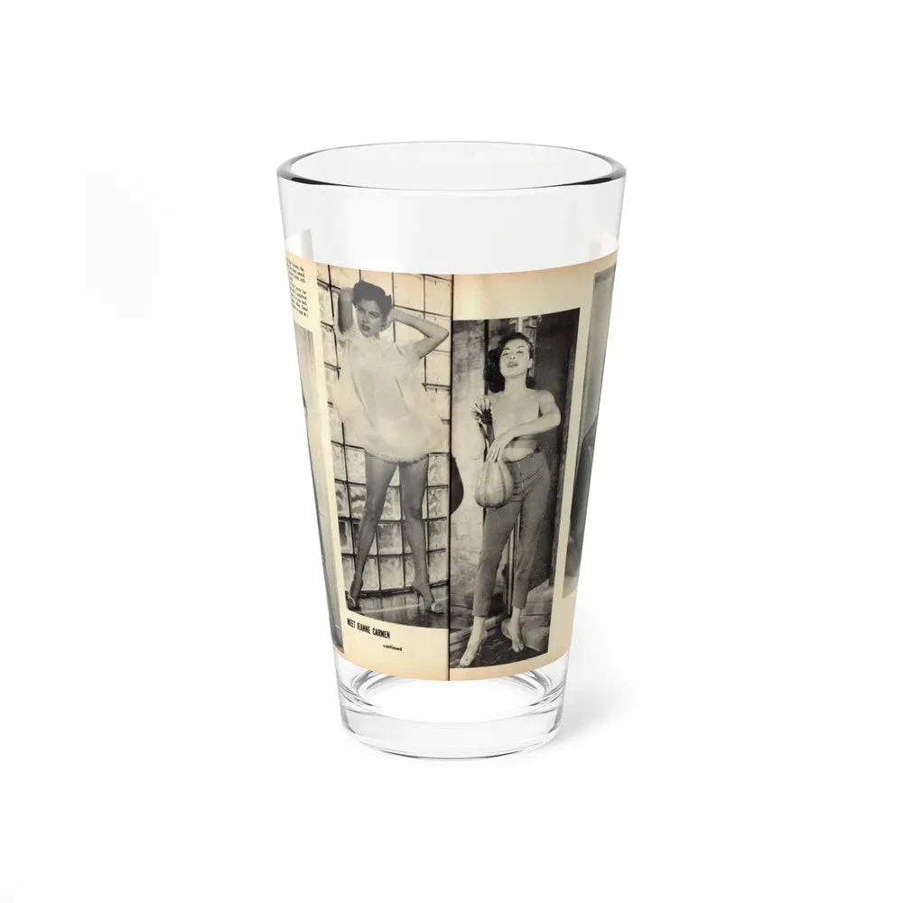Jeanne Carmen #163 - Pages 20 & 21 Pages 3 & 4 of 4 with, 2 B&W Photos from Mr. Mag. Aug. '59 (Vintage Female Icon) Pint Glass 16oz 16oz - Go Mug Yourself