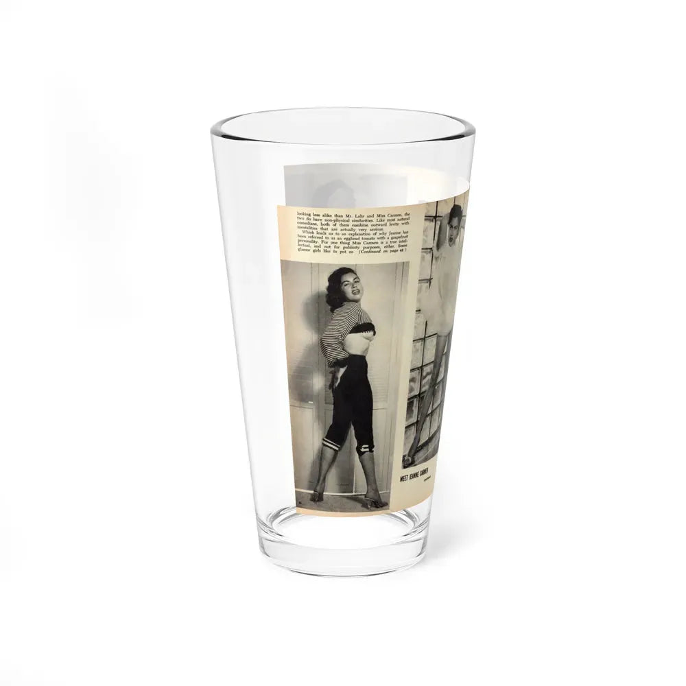 Jeanne Carmen #163 - Pages 20 & 21 Pages 3 & 4 of 4 with, 2 B&W Photos from Mr. Mag. Aug. '59 (Vintage Female Icon) Pint Glass 16oz - Go Mug Yourself