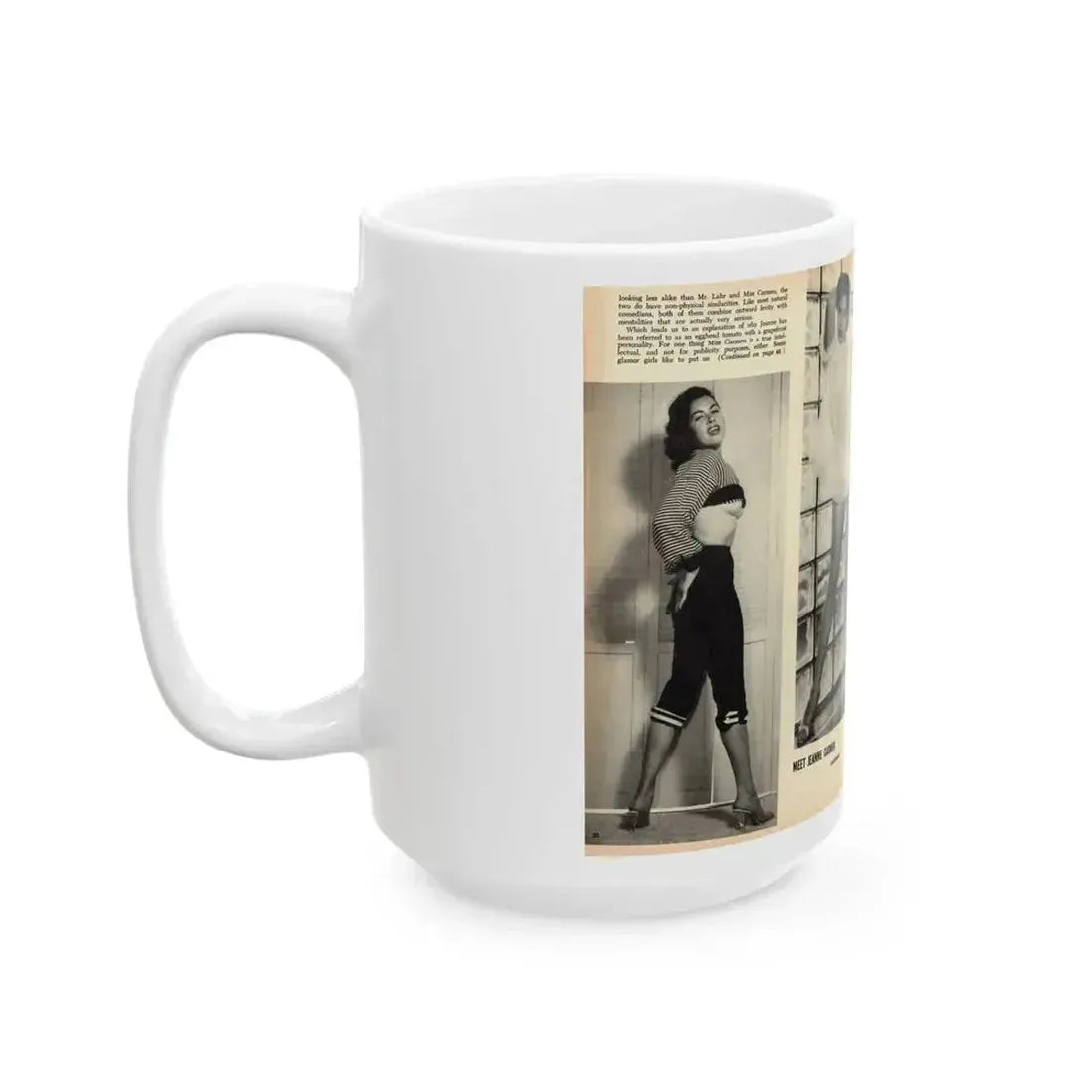 Jeanne Carmen #163 - Pages 20 & 21 Pages 3 & 4 of 4 with, 2 B&W Photos from Mr. Mag. Aug. '59 (Vintage Female Icon) White Coffee Mug - Go Mug Yourself