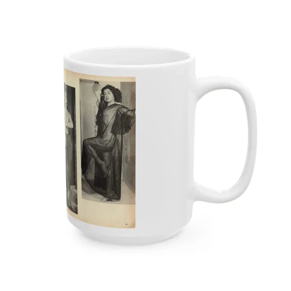 Jeanne Carmen #163 - Pages 20 & 21 Pages 3 & 4 of 4 with, 2 B&W Photos from Mr. Mag. Aug. '59 (Vintage Female Icon) White Coffee Mug - Go Mug Yourself