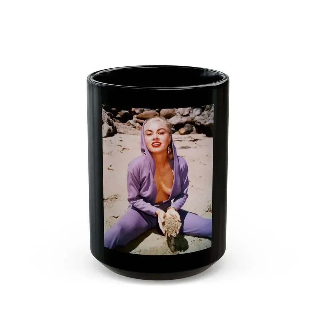 Jeanne Carmen #17 (Vintage Female Icon) Black Coffee Mug 15oz - Go Mug Yourself