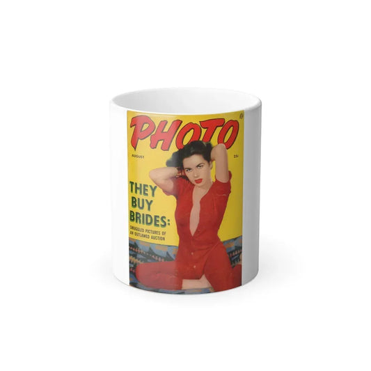 Jeanne Carmen #186 - Jeanne on Front Cover in Color & inside sperad on PHOTO Digest Mag. Aug. '54 (Vintage Female Icon) Color Changing Coffee Mug 11oz - Go Mug Yourself
