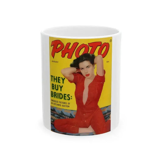 Jeanne Carmen #186 - Jeanne on Front Cover in Color & inside sperad on PHOTO Digest Mag. Aug. '54 (Vintage Female Icon) White Coffee Mug 11oz - Go Mug Yourself