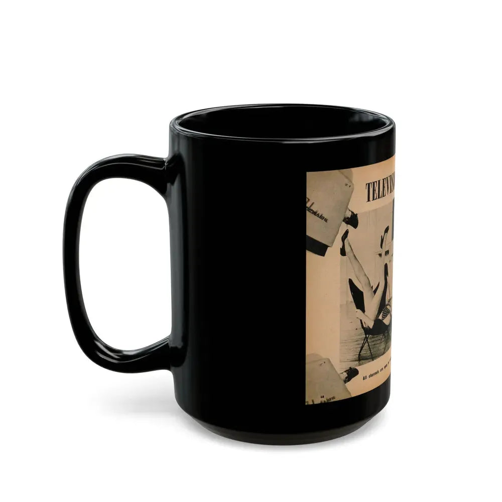 Jeanne Carmen #187 - Pages 68 & 69 Pages 1 & 2 of 7+2 B&W Photos & caption from PHOTO Digest Mag. Aug. '54 (Vintage Female Icon) Black Coffee Mug - Go Mug Yourself