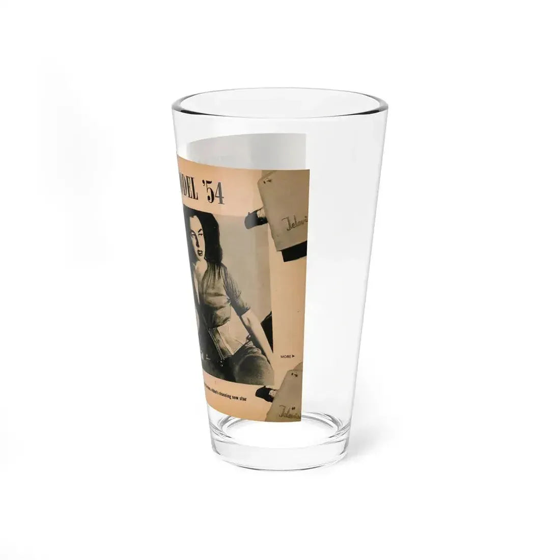 Jeanne Carmen #187 - Pages 68 & 69 Pages 1 & 2 of 7+2 B&W Photos & caption from PHOTO Digest Mag. Aug. '54 (Vintage Female Icon) Pint Glass 16oz - Go Mug Yourself