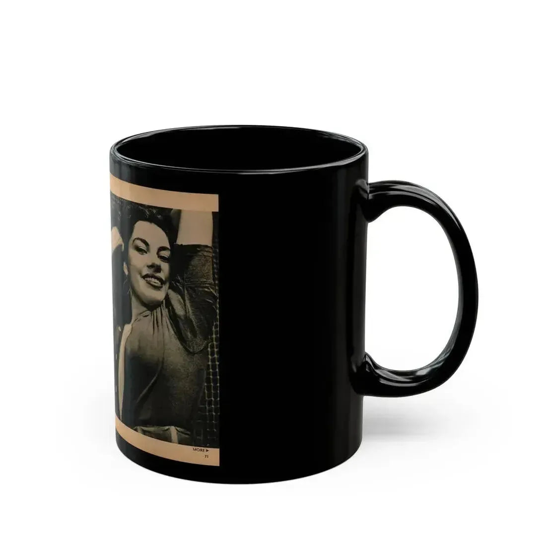 Jeanne Carmen #188 - Pages 70 & 71 Pages 3 & 4 of 7+3 B&W Photos & short article from PHOTO Digest Mag. Aug. '54 (Vintage Female Icon) Black Coffee Mug - Go Mug Yourself