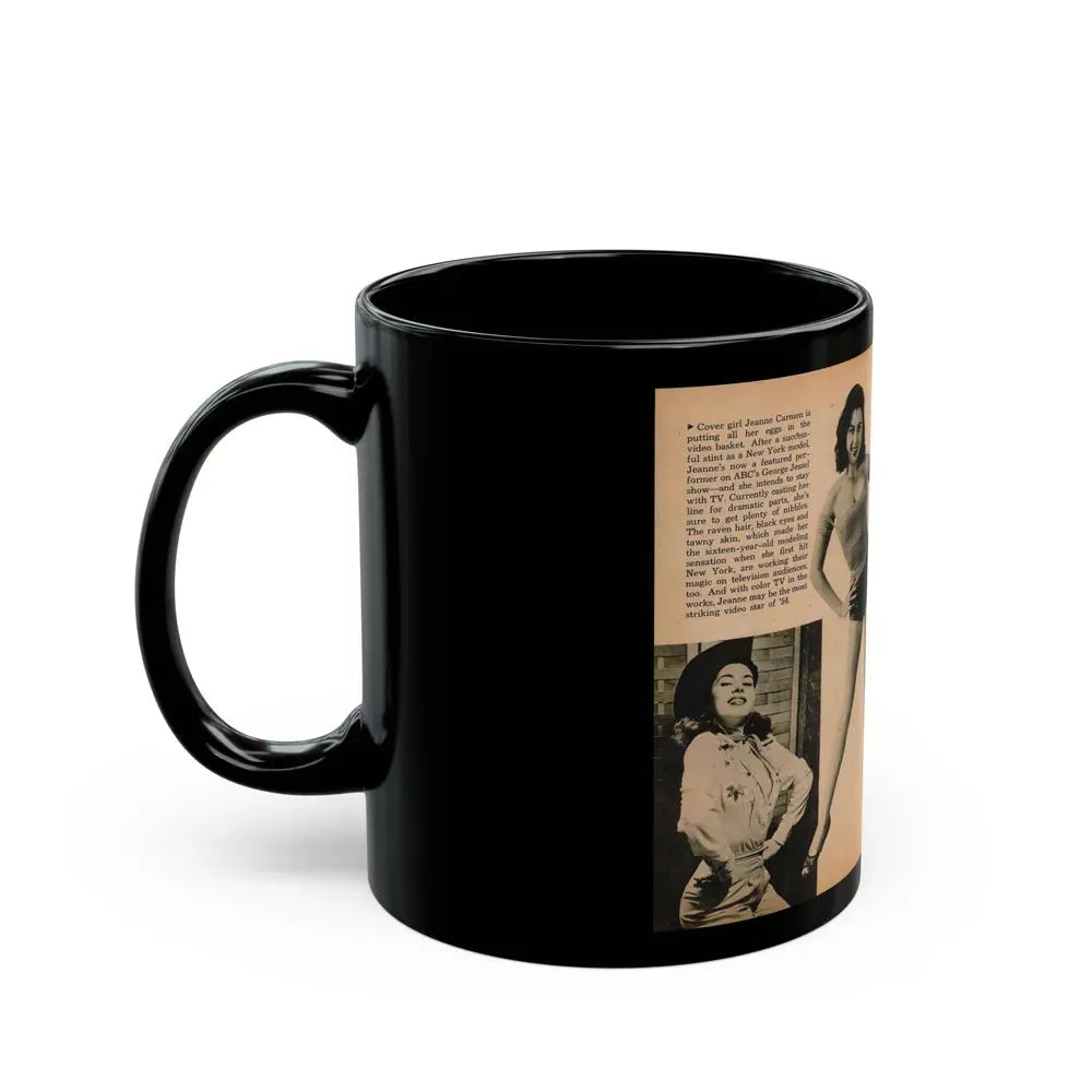 Jeanne Carmen #188 - Pages 70 & 71 Pages 3 & 4 of 7+3 B&W Photos & short article from PHOTO Digest Mag. Aug. '54 (Vintage Female Icon) Black Coffee Mug - Go Mug Yourself