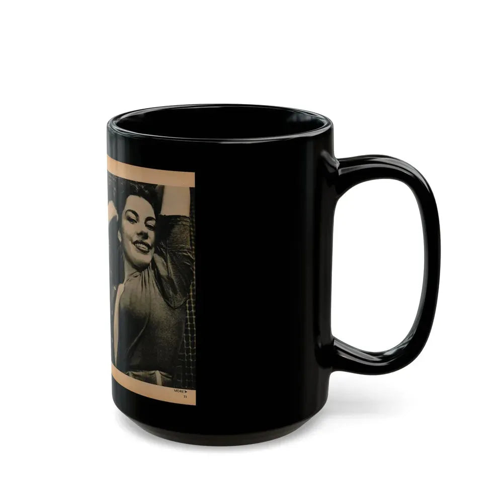 Jeanne Carmen #188 - Pages 70 & 71 Pages 3 & 4 of 7+3 B&W Photos & short article from PHOTO Digest Mag. Aug. '54 (Vintage Female Icon) Black Coffee Mug - Go Mug Yourself