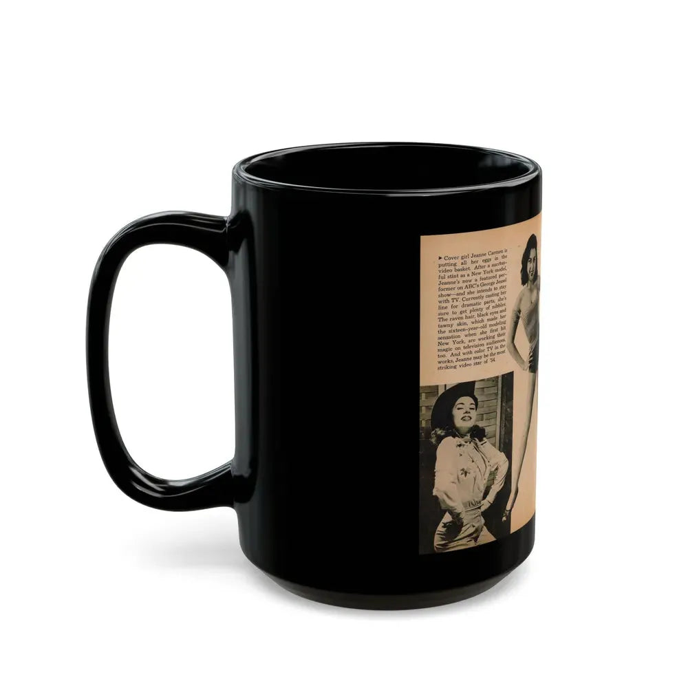 Jeanne Carmen #188 - Pages 70 & 71 Pages 3 & 4 of 7+3 B&W Photos & short article from PHOTO Digest Mag. Aug. '54 (Vintage Female Icon) Black Coffee Mug - Go Mug Yourself