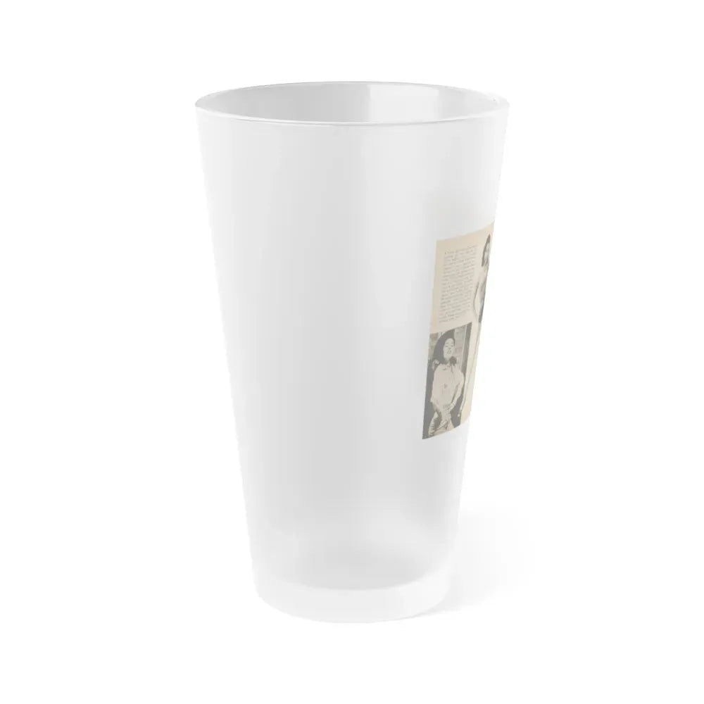 Jeanne Carmen #188 - Pages 70 & 71 Pages 3 & 4 of 7+3 B&W Photos & short article from PHOTO Digest Mag. Aug. '54 (Vintage Female Icon) Frosted Pint Glass 16oz - Go Mug Yourself