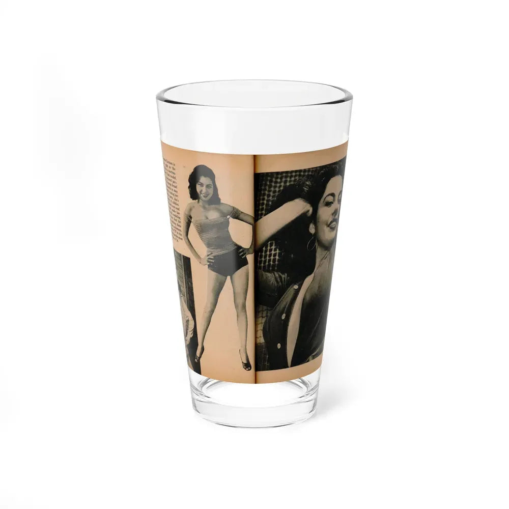 Jeanne Carmen #188 - Pages 70 & 71 Pages 3 & 4 of 7+3 B&W Photos & short article from PHOTO Digest Mag. Aug. '54 (Vintage Female Icon) Pint Glass 16oz 16oz - Go Mug Yourself