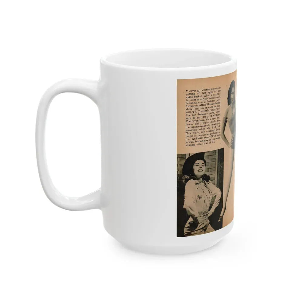 Jeanne Carmen #188 - Pages 70 & 71 Pages 3 & 4 of 7+3 B&W Photos & short article from PHOTO Digest Mag. Aug. '54 (Vintage Female Icon) White Coffee Mug - Go Mug Yourself