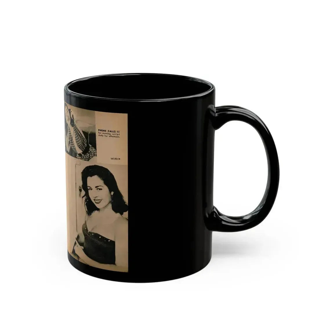 Jeanne Carmen #189 - Pages 72 & 73 Pages 4 & 5 of 7+4 B&W Photos from PHOTO Digest Mag. Aug. '54 (Vintage Female Icon) Black Coffee Mug - Go Mug Yourself