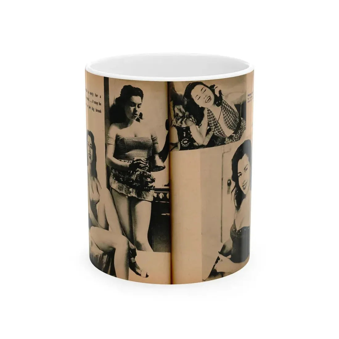 Jeanne Carmen #189 - Pages 72 & 73 Pages 4 & 5 of 7+4 B&W Photos from PHOTO Digest Mag. Aug. '54 (Vintage Female Icon) White Coffee Mug 11oz - Go Mug Yourself