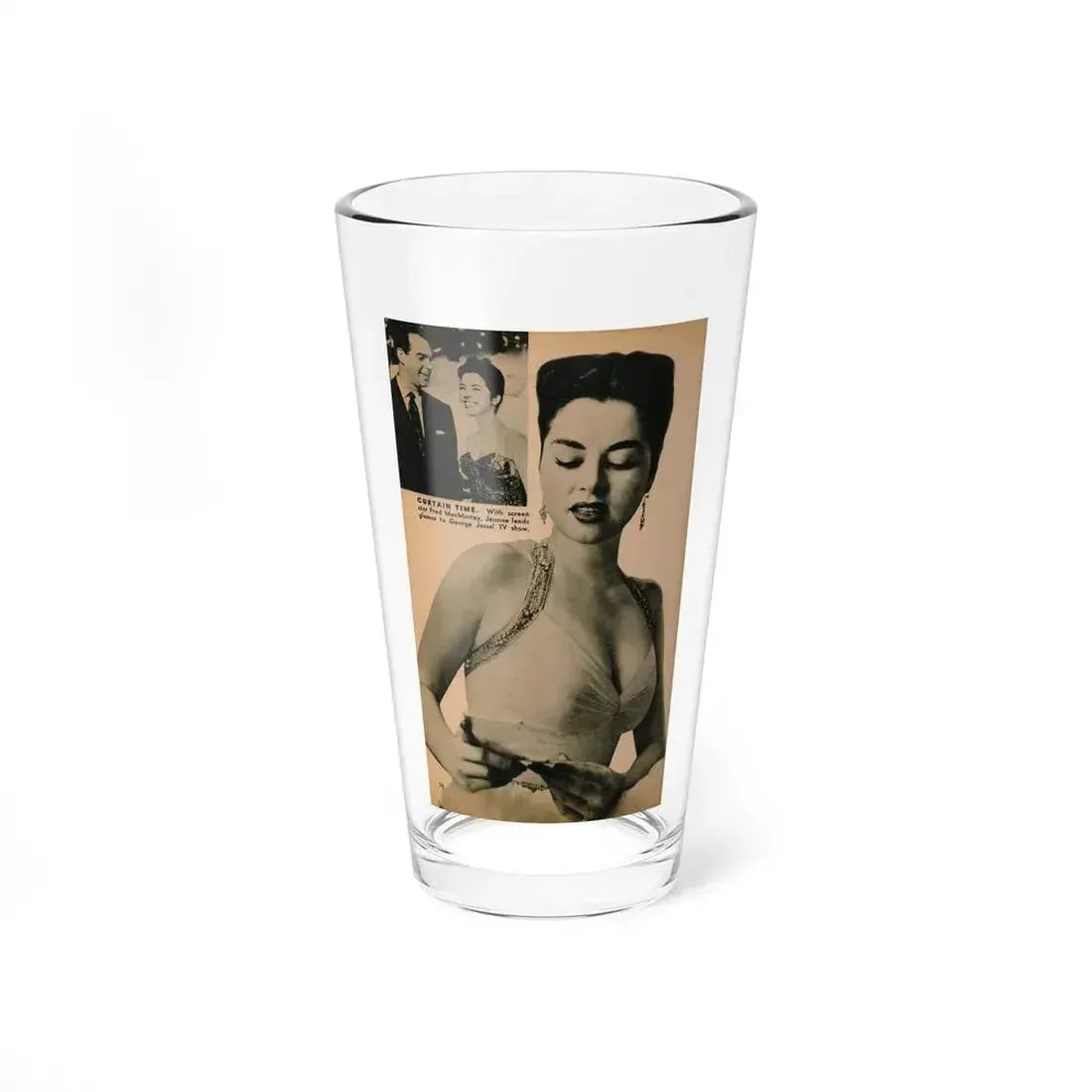 Jeanne Carmen #190 - Pages 74 Pages 6 & 7 of 7+2 B&W Photos & Caption from PHOTO Digest Mag. Aug. '54 (Vintage Female Icon) Pint Glass 16oz 16oz - Go Mug Yourself