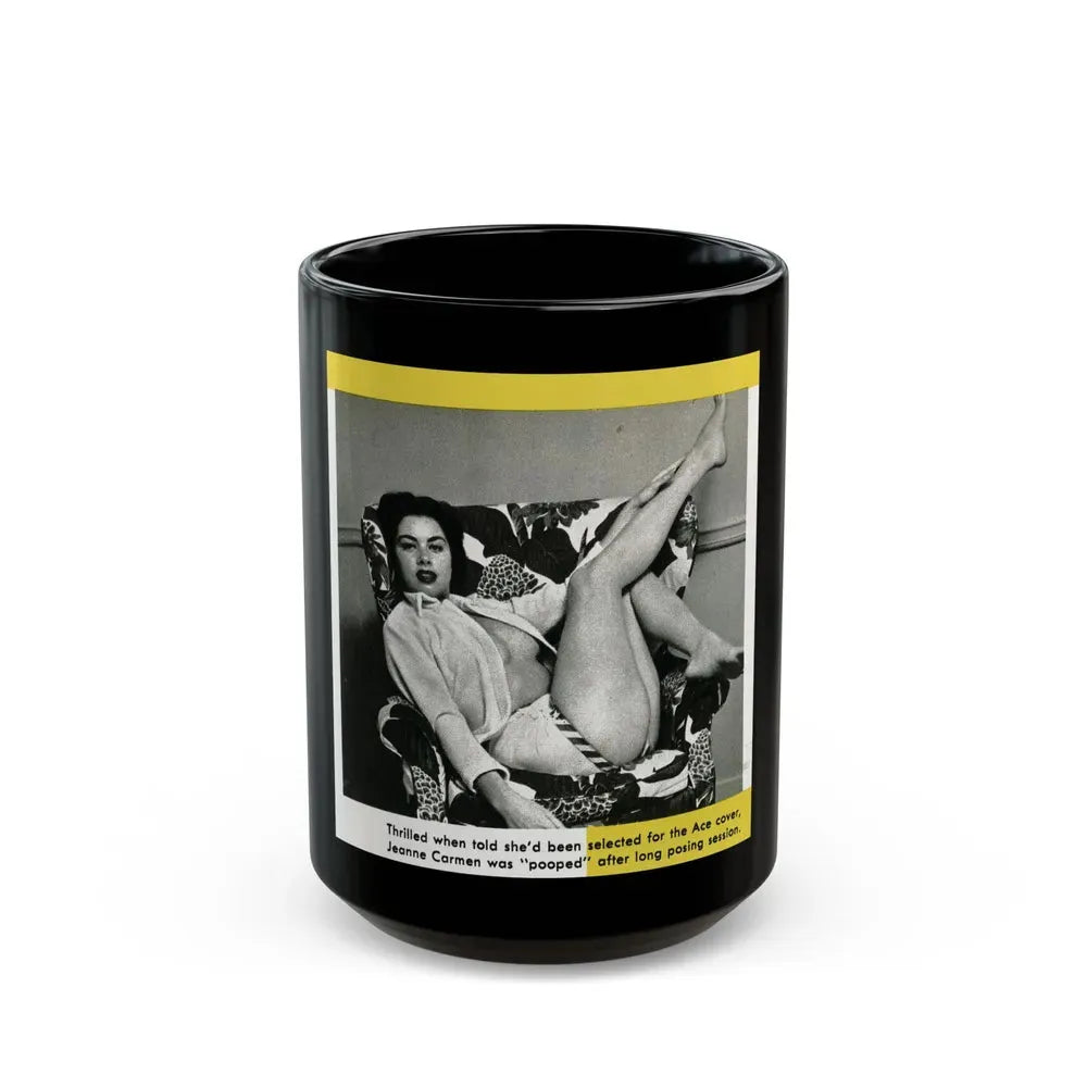 Jeanne Carmen #193 - Pages 50 Pages 2 of 2+1 Small B&W Photo from Ace Magazine April '58 (Vintage Female Icon) Black Coffee Mug 15oz - Go Mug Yourself