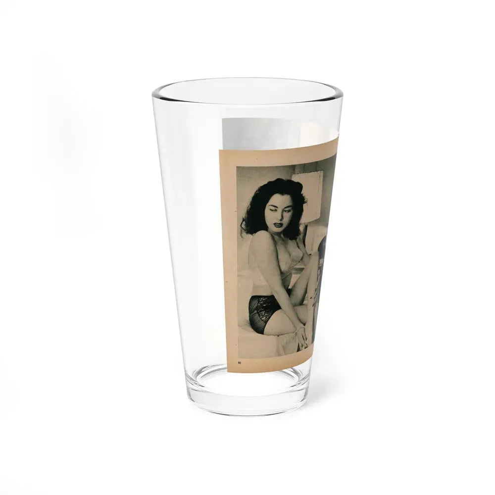 Jeanne Carmen #194 - Pages 80 & 81 Pages 1 & 2 of 4+3 B&W Photos & Caption from EYE Digest Mag. July '54 (Vintage Female Icon) Pint Glass 16oz - Go Mug Yourself