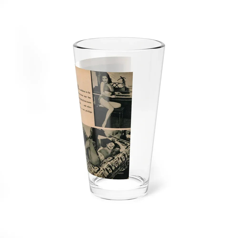 Jeanne Carmen #194 - Pages 80 & 81 Pages 1 & 2 of 4+3 B&W Photos & Caption from EYE Digest Mag. July '54 (Vintage Female Icon) Pint Glass 16oz - Go Mug Yourself