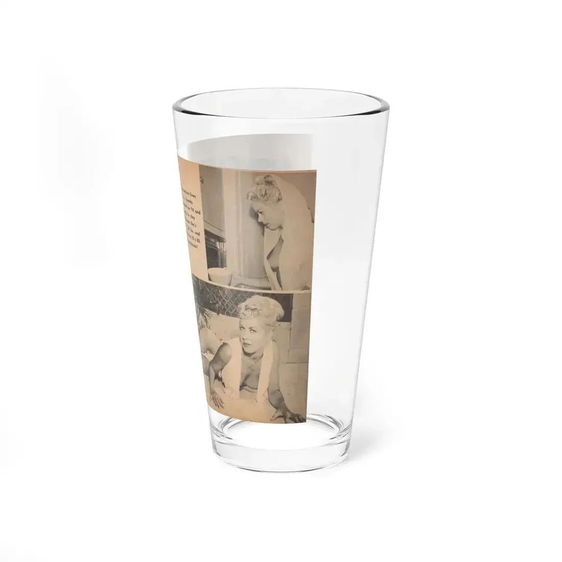 Jeanne Carmen #197 - Pages 1 & 2 of 4 with, 2 B&W Photos & Caption from Bold Pocket Mag. April '59 (Vintage Female Icon) Pint Glass 16oz - Go Mug Yourself