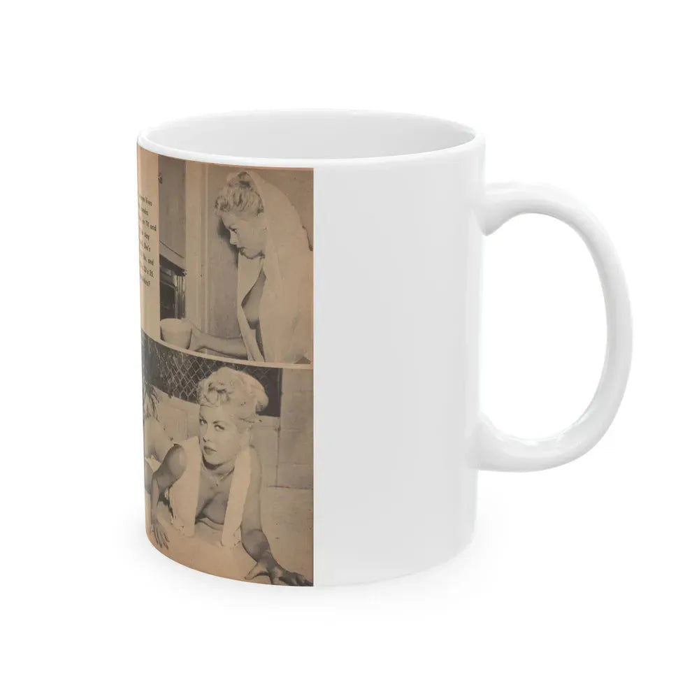 Jeanne Carmen #197 - Pages 1 & 2 of 4 with, 2 B&W Photos & Caption from Bold Pocket Mag. April '59 (Vintage Female Icon) White Coffee Mug - Go Mug Yourself