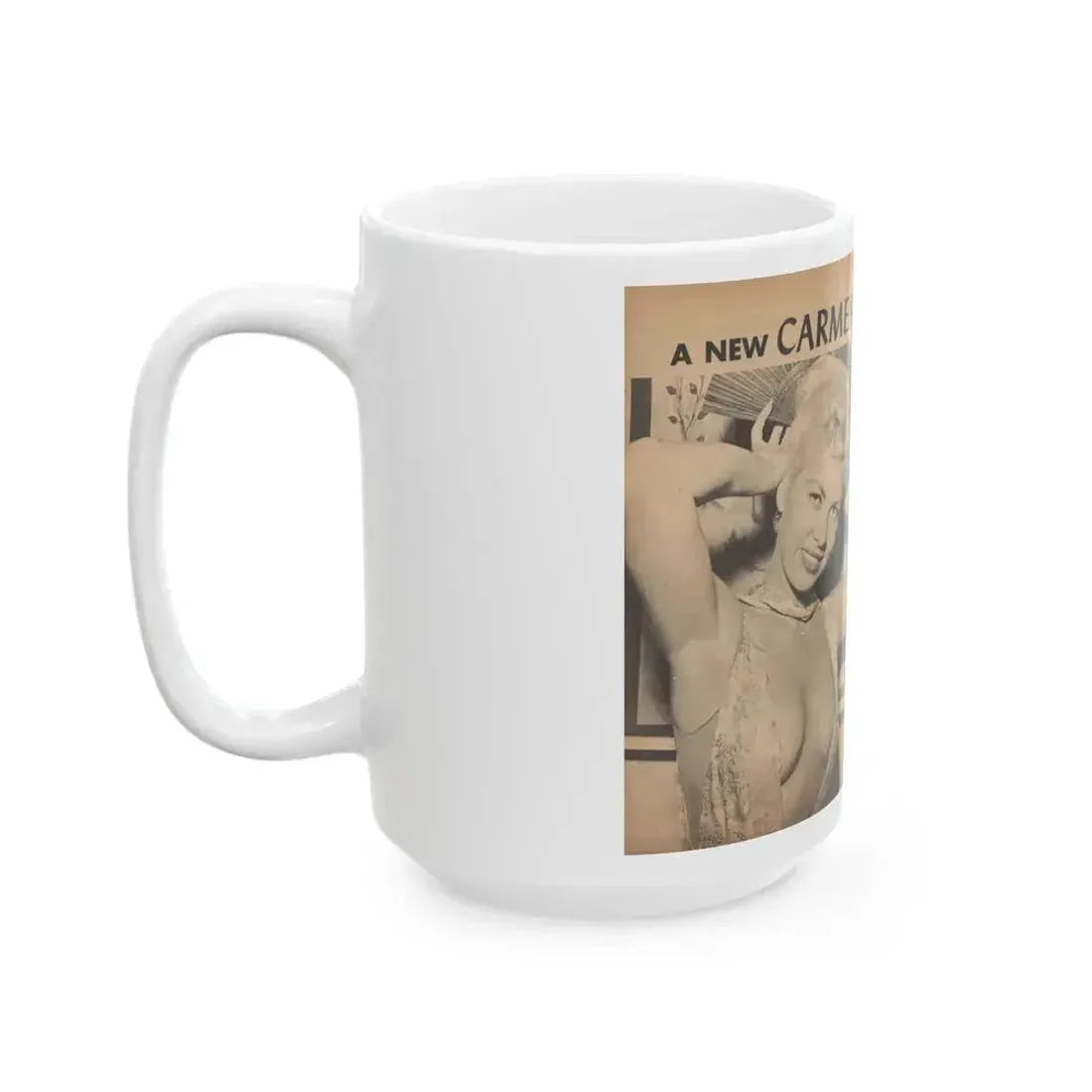 Jeanne Carmen #197 - Pages 1 & 2 of 4 with, 2 B&W Photos & Caption from Bold Pocket Mag. April '59 (Vintage Female Icon) White Coffee Mug - Go Mug Yourself