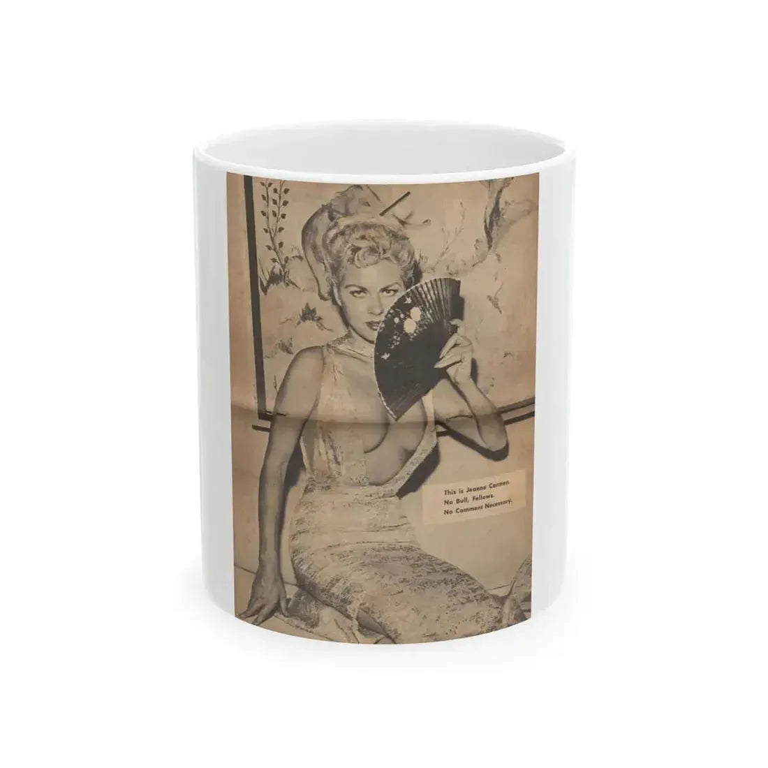 Jeanne Carmen #198 - Pages 3 & 4 of 4 with, 1 B&W Centerfold Photo & Caption from Bold Pocket Mag. April '59 (Vintage Female Icon) White Coffee Mug 11oz - Go Mug Yourself