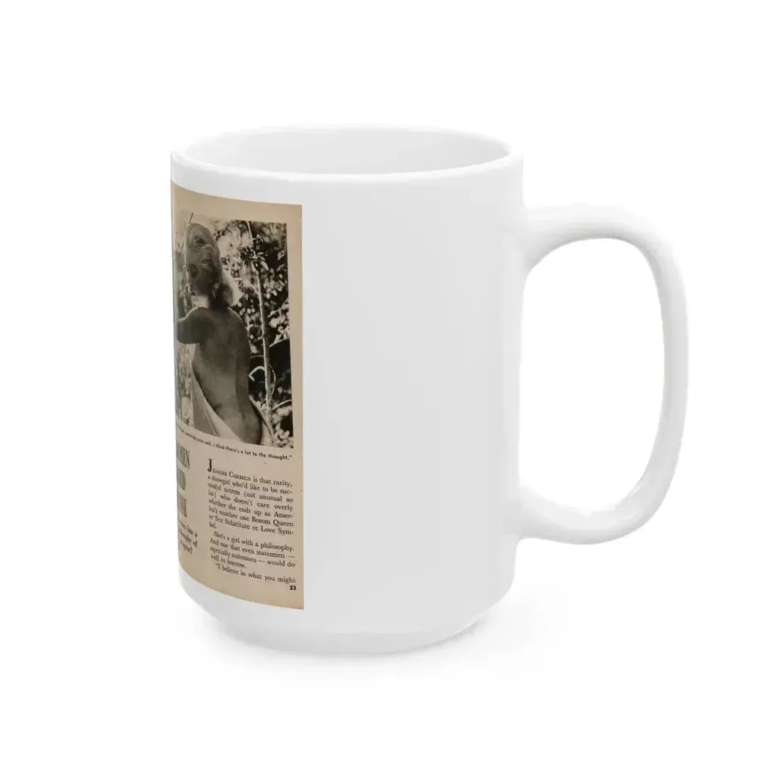Jeanne Carmen #199 - Pages 22 & 23 Pages 1 & 2 of 8+2 B&W Photos, Captions & Short Article from Foto-rama Digest Mag. Sept. '58 (Vintage Female Icon) White Coffee Mug - Go Mug Yourself