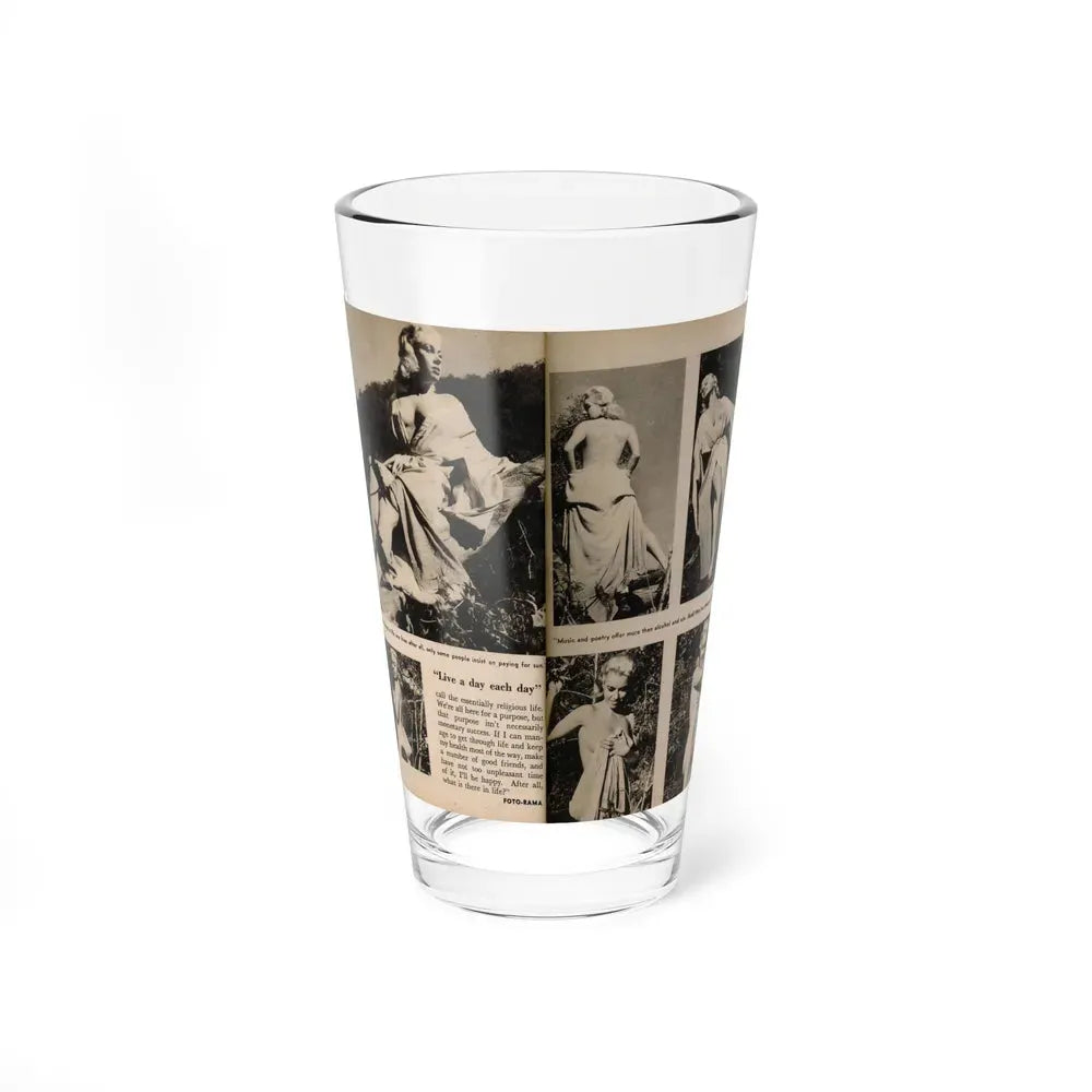 Jeanne Carmen #200 - Pages 24 & 25 Pages 3 & 4 of 8+6 B&W Photos, Captions & Short Article from Foto-rama Digest Mag. Sept. '58 (Vintage Female Icon) Pint Glass 16oz 16oz - Go Mug Yourself