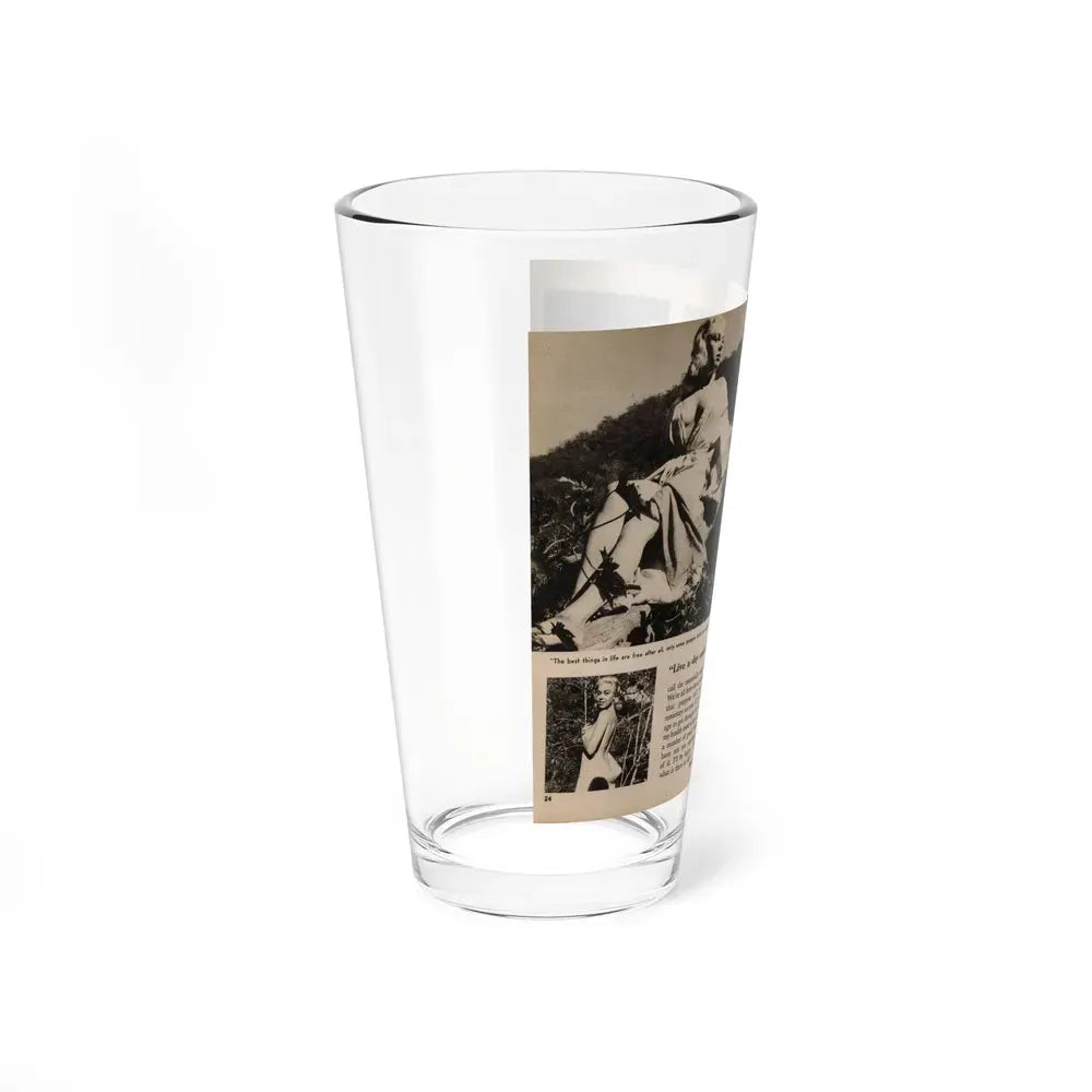 Jeanne Carmen #200 - Pages 24 & 25 Pages 3 & 4 of 8+6 B&W Photos, Captions & Short Article from Foto-rama Digest Mag. Sept. '58 (Vintage Female Icon) Pint Glass 16oz - Go Mug Yourself