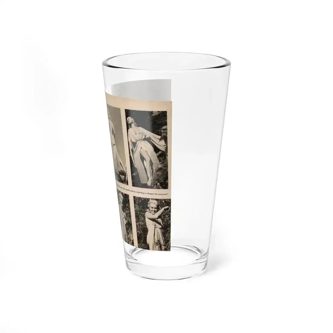 Jeanne Carmen #200 - Pages 24 & 25 Pages 3 & 4 of 8+6 B&W Photos, Captions & Short Article from Foto-rama Digest Mag. Sept. '58 (Vintage Female Icon) Pint Glass 16oz - Go Mug Yourself