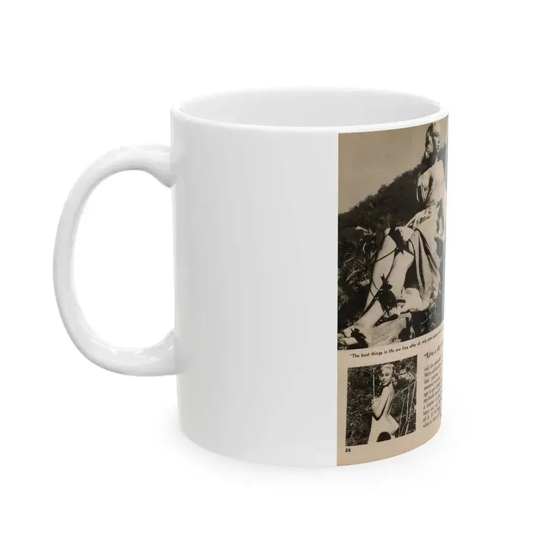 Jeanne Carmen #200 - Pages 24 & 25 Pages 3 & 4 of 8+6 B&W Photos, Captions & Short Article from Foto-rama Digest Mag. Sept. '58 (Vintage Female Icon) White Coffee Mug - Go Mug Yourself