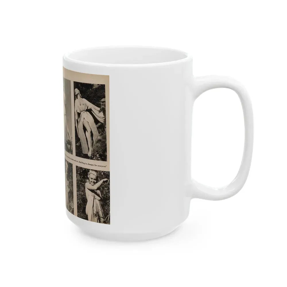 Jeanne Carmen #200 - Pages 24 & 25 Pages 3 & 4 of 8+6 B&W Photos, Captions & Short Article from Foto-rama Digest Mag. Sept. '58 (Vintage Female Icon) White Coffee Mug - Go Mug Yourself