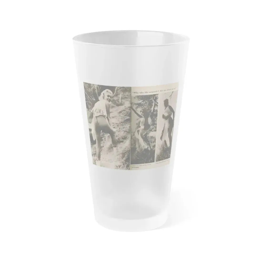 Jeanne Carmen #201 - Pages 26 & 27 Pages 5 & 6 of 8+3 B&W Photos & Captions from Foto-rama Digest Mag. Sept. '58 (Vintage Female Icon) Frosted Pint Glass 16oz 16oz Frosted - Go Mug Yourself