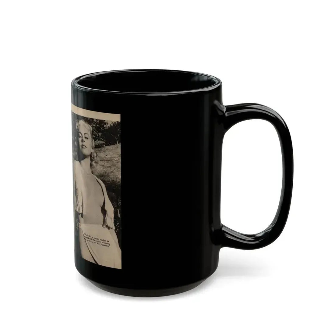 Jeanne Carmen #202 - Pages 28 & 29 Pages 7 & 8 of 8+3 B&W Photos, Captions & Short Article End from Foto-rama Digest Mag. Sept. '58 (Vintage Female Icon) Black Coffee Mug - Go Mug Yourself