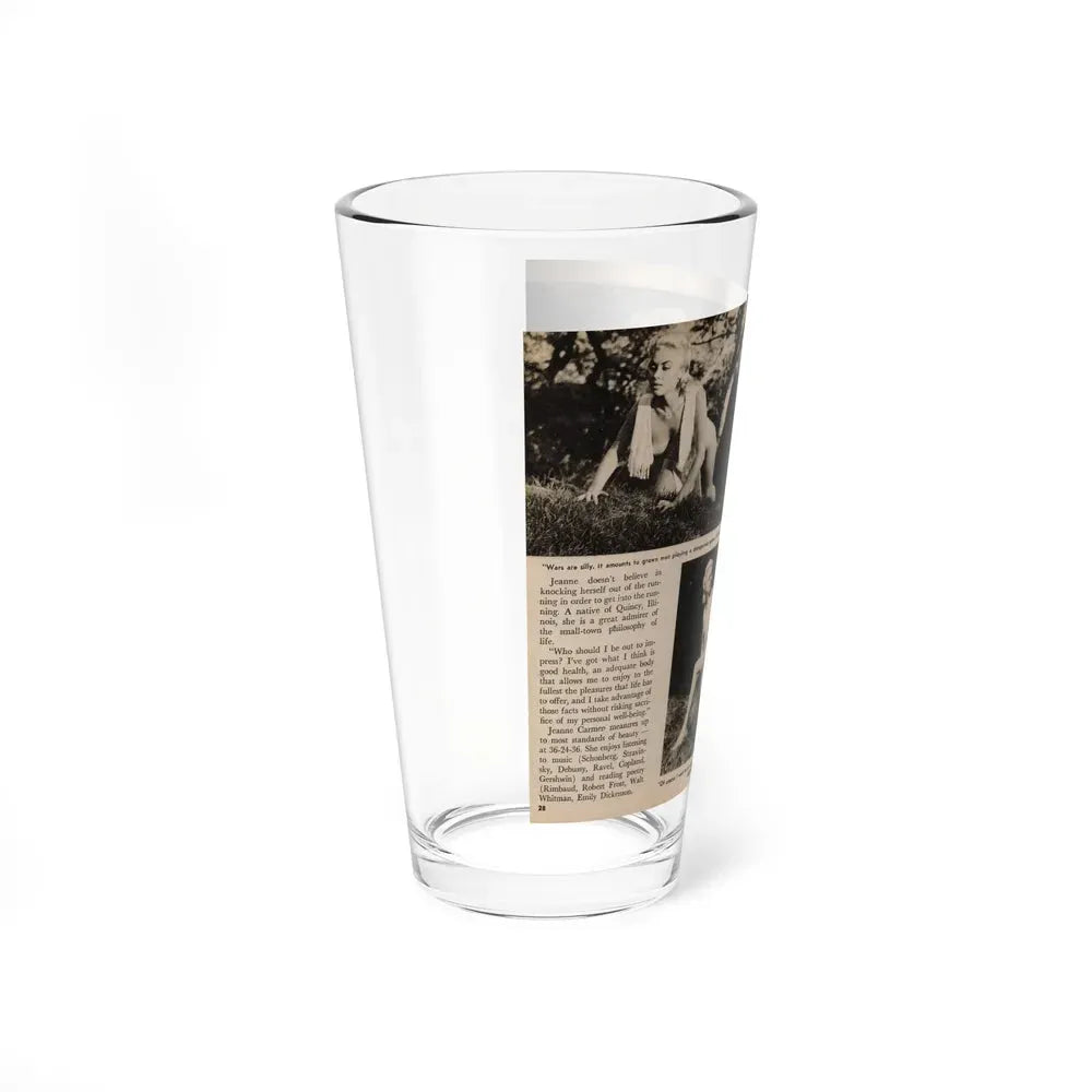 Jeanne Carmen #202 - Pages 28 & 29 Pages 7 & 8 of 8+3 B&W Photos, Captions & Short Article End from Foto-rama Digest Mag. Sept. '58 (Vintage Female Icon) Pint Glass 16oz - Go Mug Yourself