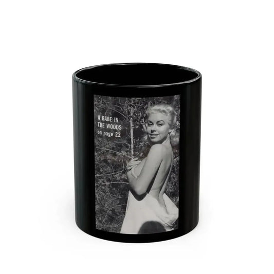 Jeanne Carmen #203 - Reverse Side of Back Cover with, 1 B&W Photo & Caption from Foto-rama Digest Mag. Sept. '58 (Vintage Female Icon) Black Coffee Mug 11oz - Go Mug Yourself