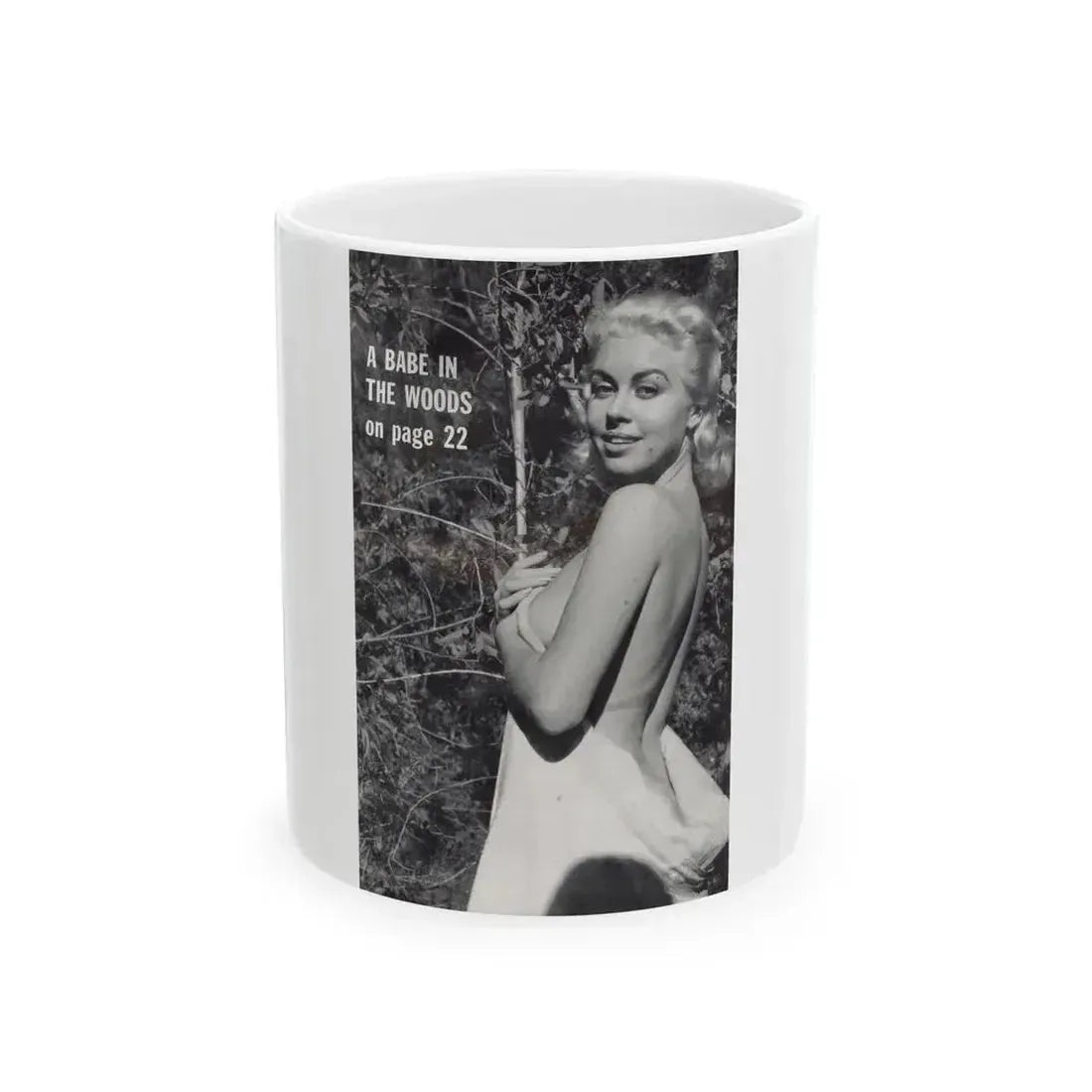 Jeanne Carmen #203 - Reverse Side of Back Cover with, 1 B&W Photo & Caption from Foto-rama Digest Mag. Sept. '58 (Vintage Female Icon) White Coffee Mug 11oz - Go Mug Yourself