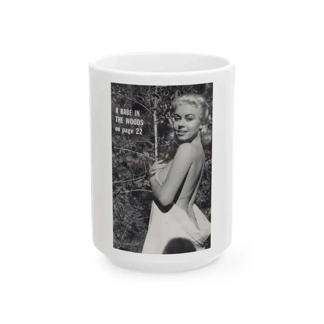 Jeanne Carmen #203 - Reverse Side of Back Cover with, 1 B&W Photo & Caption from Foto-rama Digest Mag. Sept. '58 (Vintage Female Icon) White Coffee Mug 15oz - Go Mug Yourself