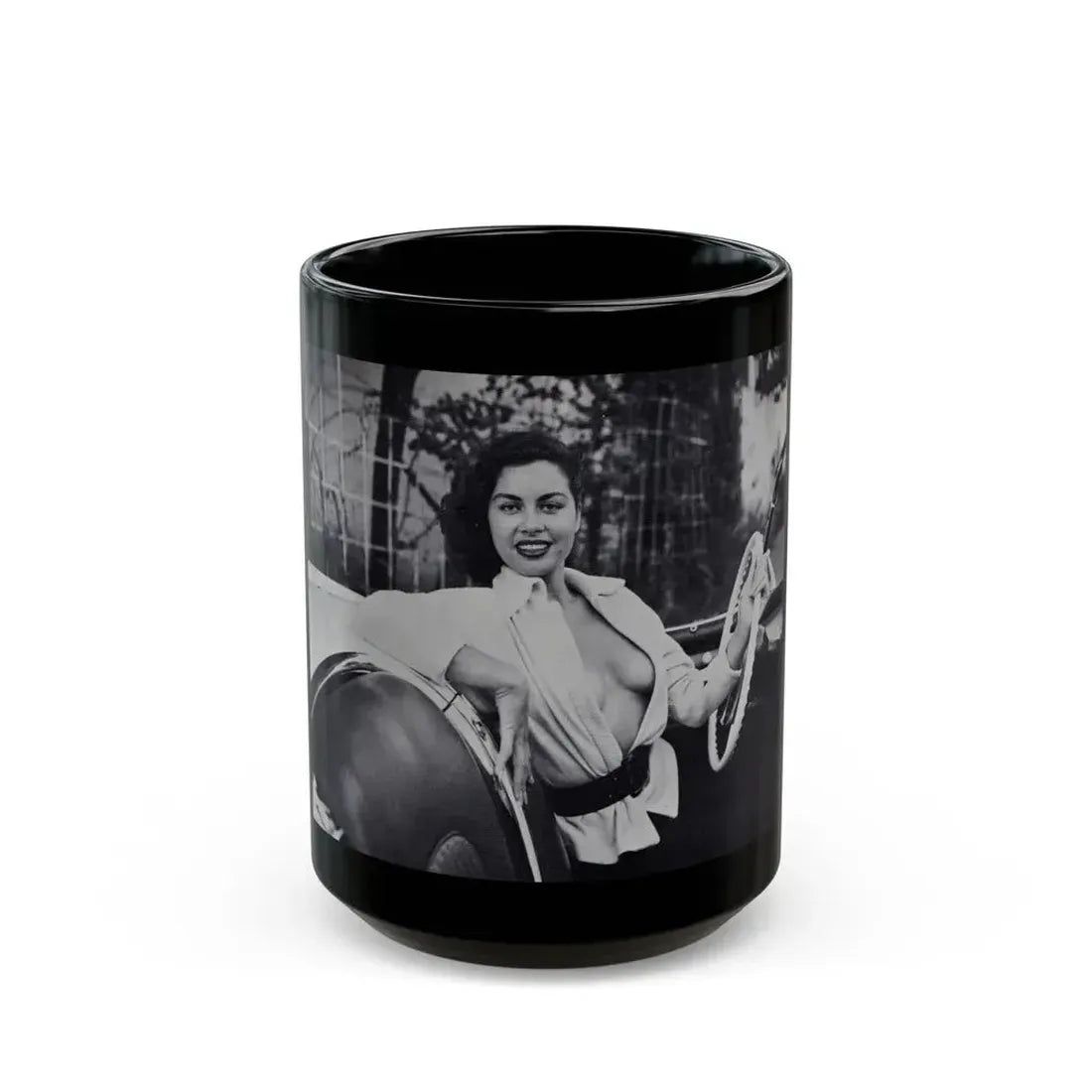 Jeanne Carmen #205 (Vintage Female Icon) Black Coffee Mug 15oz - Go Mug Yourself