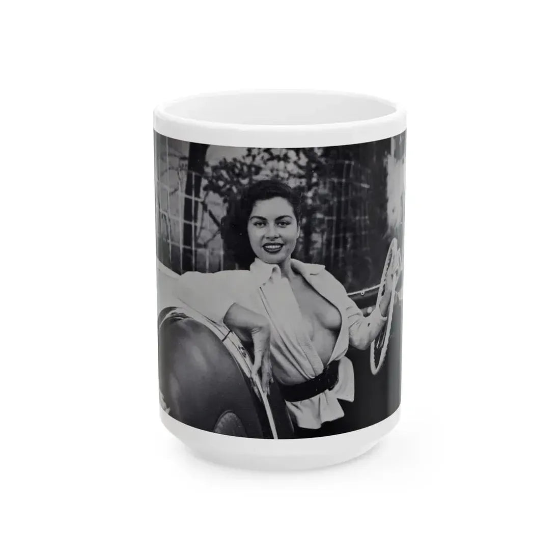 Jeanne Carmen #205 (Vintage Female Icon) White Coffee Mug 15oz - Go Mug Yourself