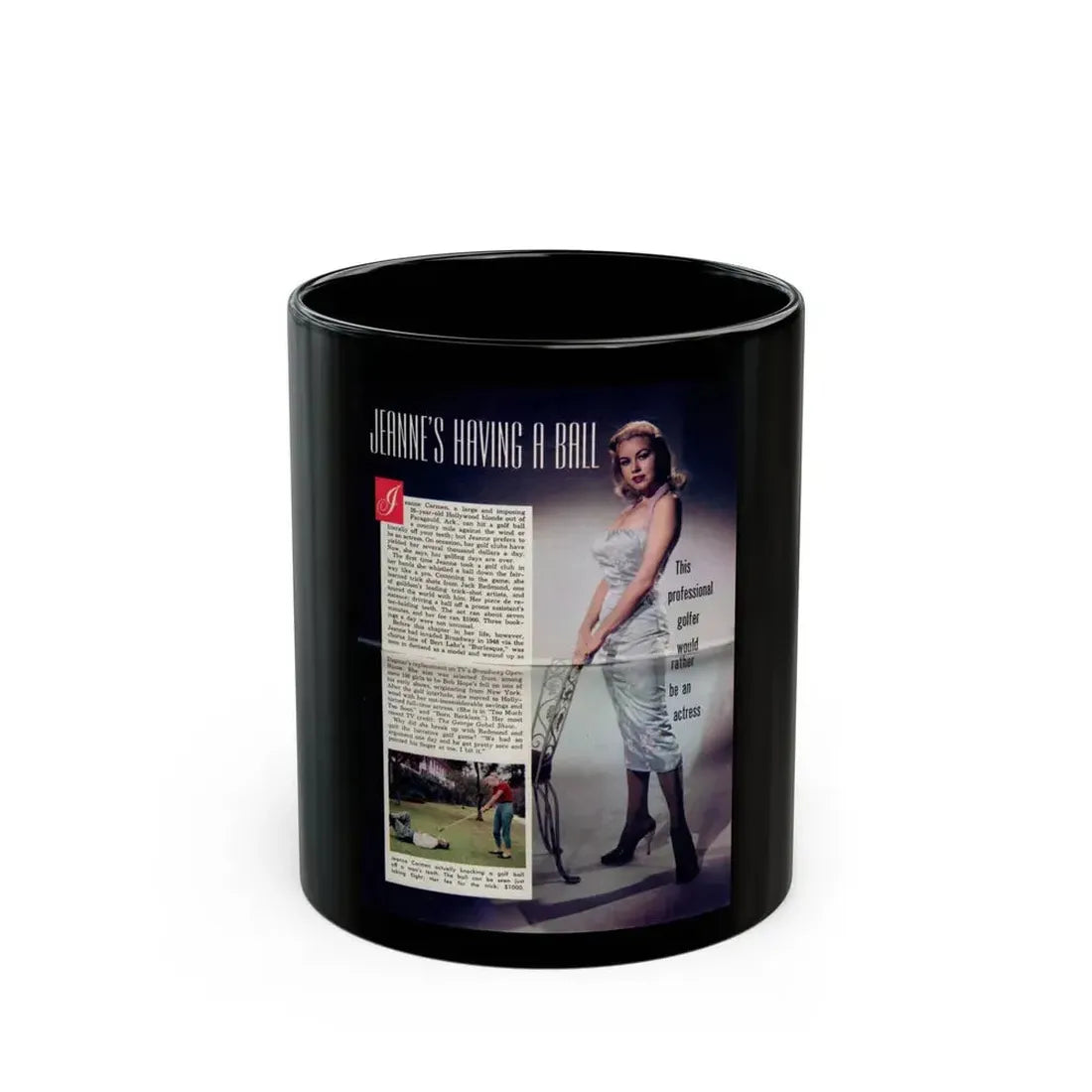 Jeanne Carmen #206 (Vintage Female Icon) Black Coffee Mug 11oz - Go Mug Yourself