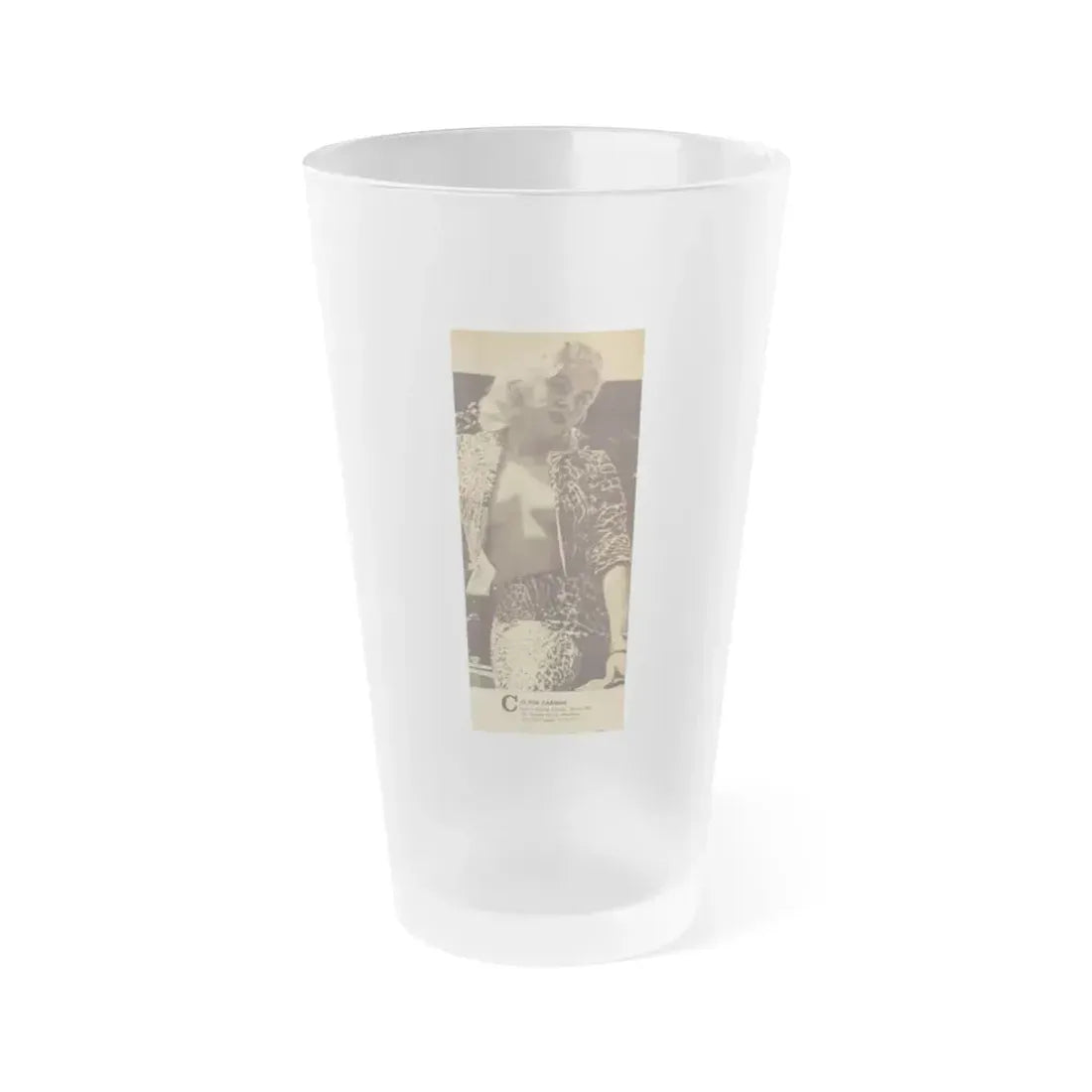 Jeanne Carmen #209 - Pages 1 of 1 with, 1 Medium B&W Photo & Caption from Glance Mag. April '59 (Vintage Female Icon) Frosted Pint Glass 16oz 16oz Frosted - Go Mug Yourself