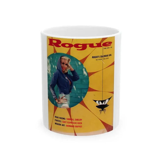 Jeanne Carmen #210 - Jeanne on Cover in Color & spread inside from Rogue Mag. June '59 (Vintage Female Icon) White Coffee Mug 11oz - Go Mug Yourself