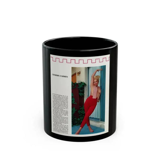 Jeanne Carmen #211 - Pages 45 Pages 1 of 5+1 Color Photo & Article from Rogue Mag. June '59 (Vintage Female Icon) Black Coffee Mug 11oz - Go Mug Yourself