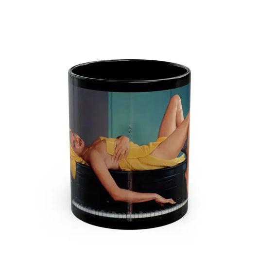 Jeanne Carmen #212 - Pages 46 & 47 Pages 2 & 3 of 5+Color Centerfold from Rogue Mag. June '59 (Vintage Female Icon) Black Coffee Mug 11oz - Go Mug Yourself