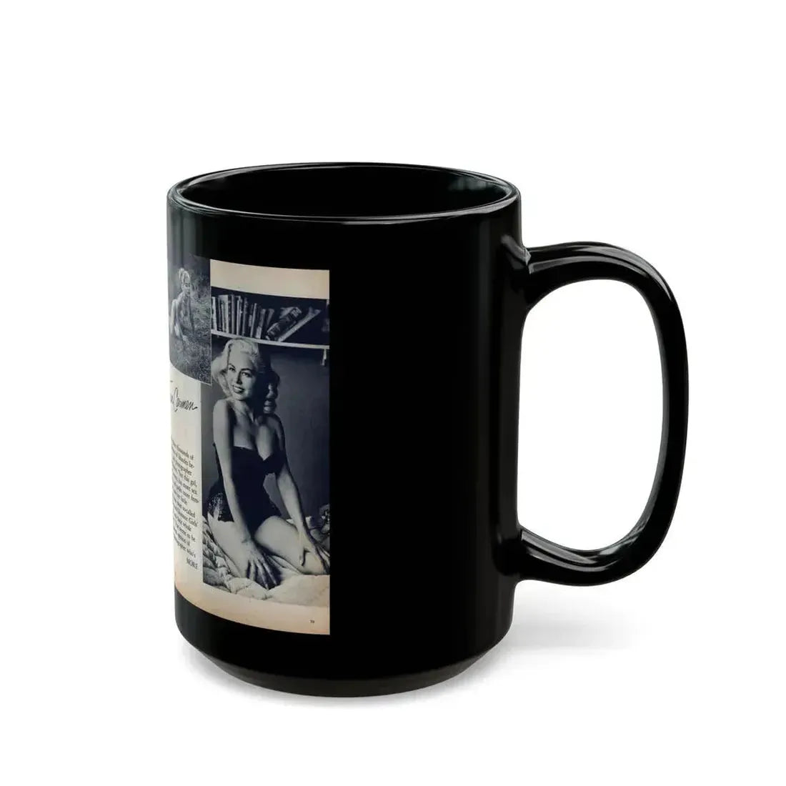 Jeanne Carmen #214 - Pages 38 & 39 Pages 1 & 2 of 6+3 B&W Photos & start of article from Man's Conquest Mag. October '60 (Vintage Female Icon) Black Coffee Mug - Go Mug Yourself