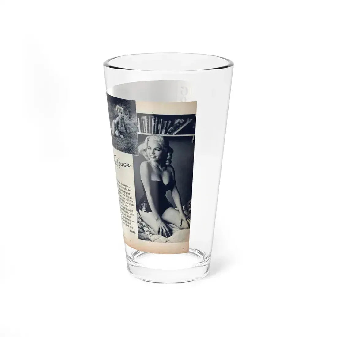 Jeanne Carmen #214 - Pages 38 & 39 Pages 1 & 2 of 6+3 B&W Photos & start of article from Man's Conquest Mag. October '60 (Vintage Female Icon) Pint Glass 16oz - Go Mug Yourself
