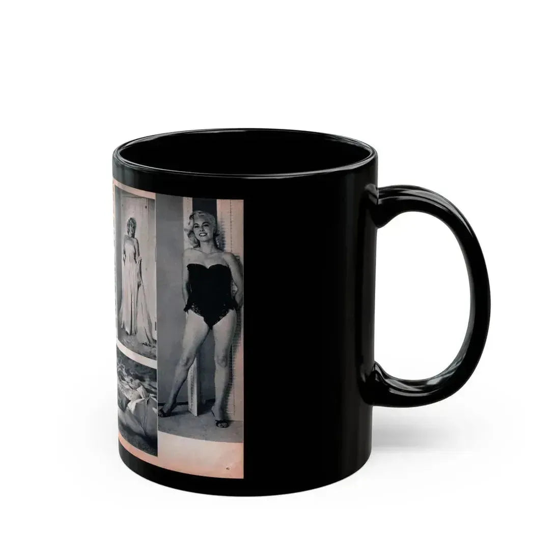 Jeanne Carmen #215 - Pages 40 & 41 Pages 3 & 4 of 6+4 B&W Photos & start of article from Man's Conquest Mag. October '60 (Vintage Female Icon) Black Coffee Mug - Go Mug Yourself