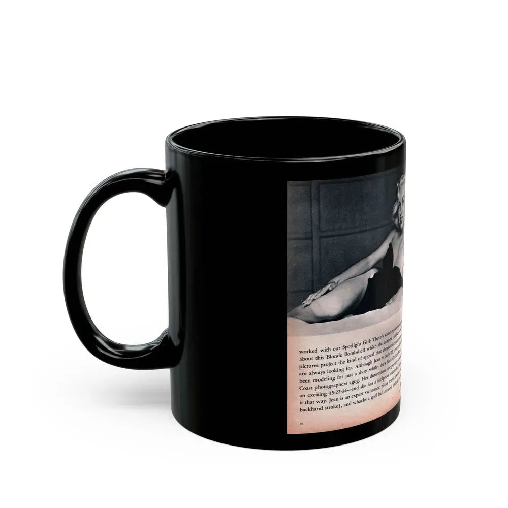 Jeanne Carmen #215 - Pages 40 & 41 Pages 3 & 4 of 6+4 B&W Photos & start of article from Man's Conquest Mag. October '60 (Vintage Female Icon) Black Coffee Mug - Go Mug Yourself